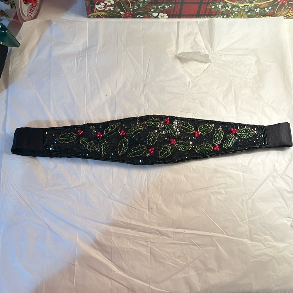 Christmas sequins rayon satin belt